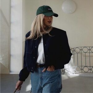 Women's Black Cropped Bomber Jacket